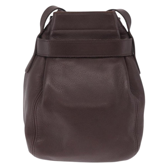 Coach Shoulder Bag Leather Brown Gold Auth 201696A