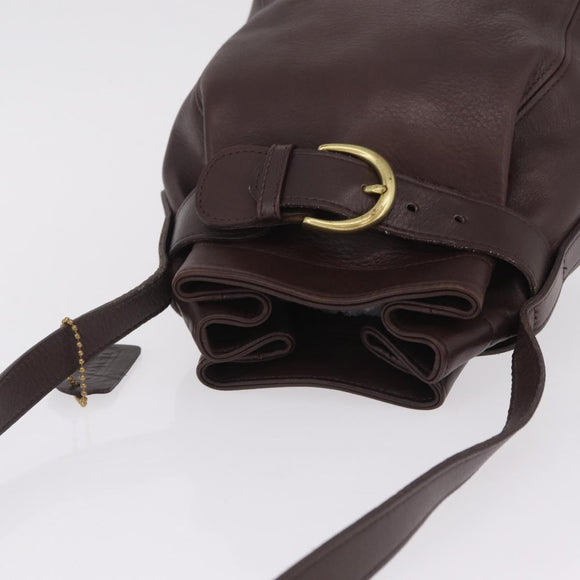 Coach Shoulder Bag Leather Brown Gold Auth 201696A