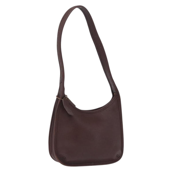 Coach Shoulder Bag Leather Brown Gold Auth 201699A