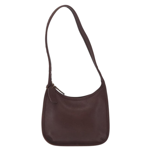Coach Shoulder Bag Leather Brown Gold Auth 201699A