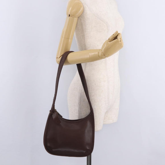 Coach Shoulder Bag Leather Brown Gold Auth 201699A