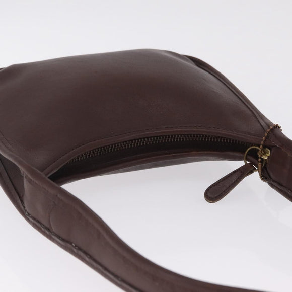 Coach Shoulder Bag Leather Brown Gold Auth 201699A