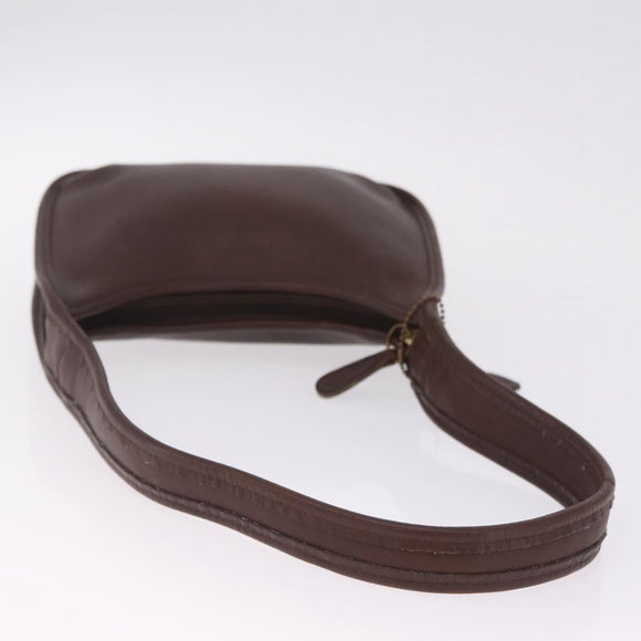 Coach Shoulder Bag Leather Brown Gold Auth 201699A
