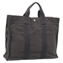 HERMES Her Line Tote MM Tote Bag Canvas Gray Silver Auth 201702-1