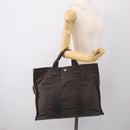 HERMES Her Line Tote MM Tote Bag Canvas Gray Silver Auth 201702-20