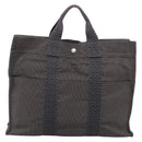 HERMES Her Line Tote MM Tote Bag Canvas Gray Silver Auth 201702-3