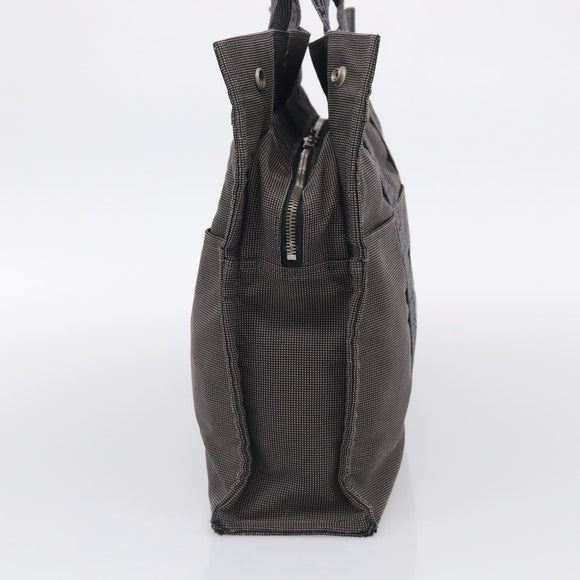 HERMES Her Line Tote MM Tote Bag Canvas Gray Silver Auth 201702