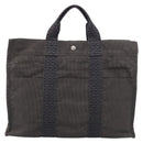 HERMES Her Line Tote MM Tote Bag Canvas Gray Silver Auth 201703-2