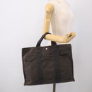 HERMES Her Line Tote MM Tote Bag Canvas Gray Silver Auth 201703-20