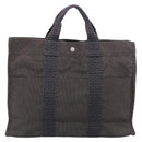 HERMES Her Line Tote MM Tote Bag Canvas Gray Silver Auth 201703-3
