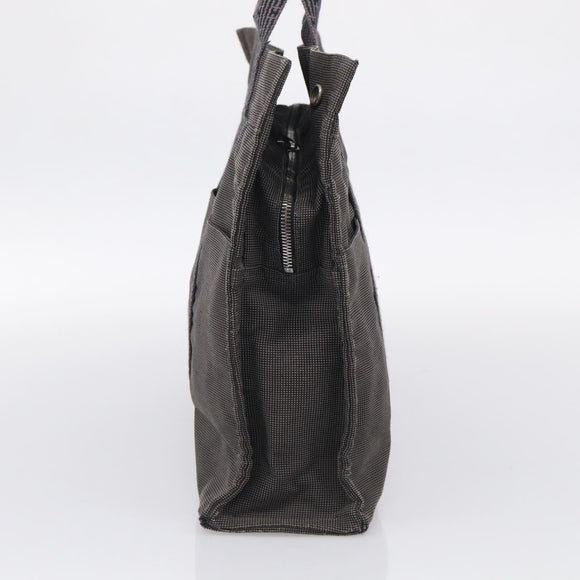 HERMES Her Line Tote MM Tote Bag Canvas Gray Silver Auth 201703