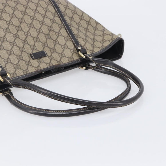 GUCCI GG Supreme Tote Bag PVC Beige Gold 197953 Auth 201705