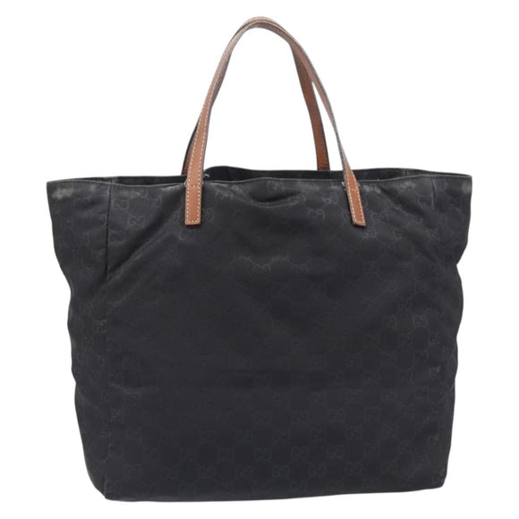 GUCCI GG Canvas Tote Bag Nylon Black 282439 Auth 201707