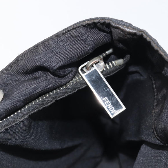 FENDI Zucca Canvas Hand Bag Black Silver Auth 201709