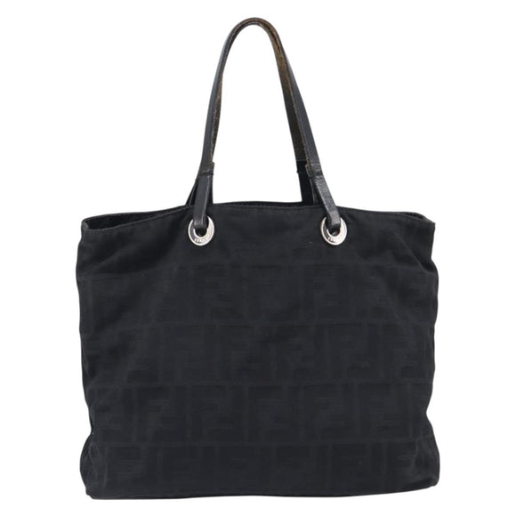 FENDI Zucca Canvas Hand Bag Black Silver Auth 201709