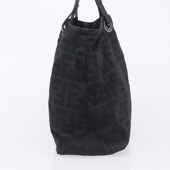 FENDI Zucca Canvas Hand Bag Black Silver Auth 201709
