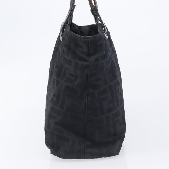 FENDI Zucca Canvas Hand Bag Black Silver Auth 201709