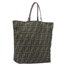 FENDI Zucca Canvas Hand Bag Black Brown Auth 201710-1