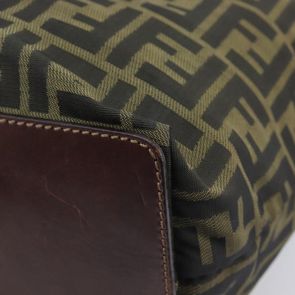 FENDI Zucca Canvas Hand Bag Black Brown Auth 201710