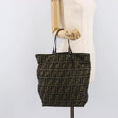 FENDI Zucca Canvas Hand Bag Black Brown Auth 201710-21