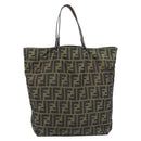 FENDI Zucca Canvas Hand Bag Black Brown Auth 201710-3