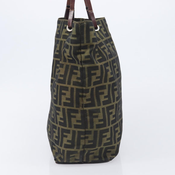 FENDI Zucca Canvas Hand Bag Black Brown Auth 201710