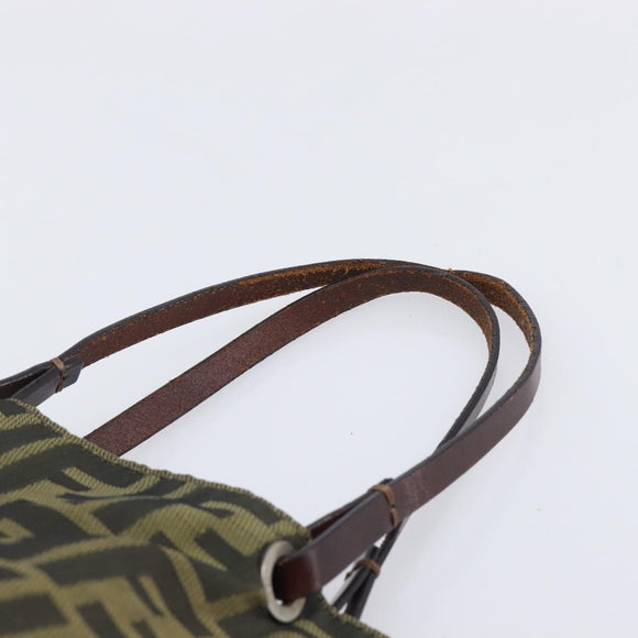FENDI Zucca Canvas Hand Bag Black Brown Auth 201710