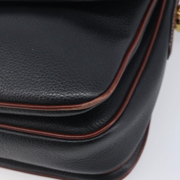 Bally Shoulder Bag Leather Black Gold Auth 201721