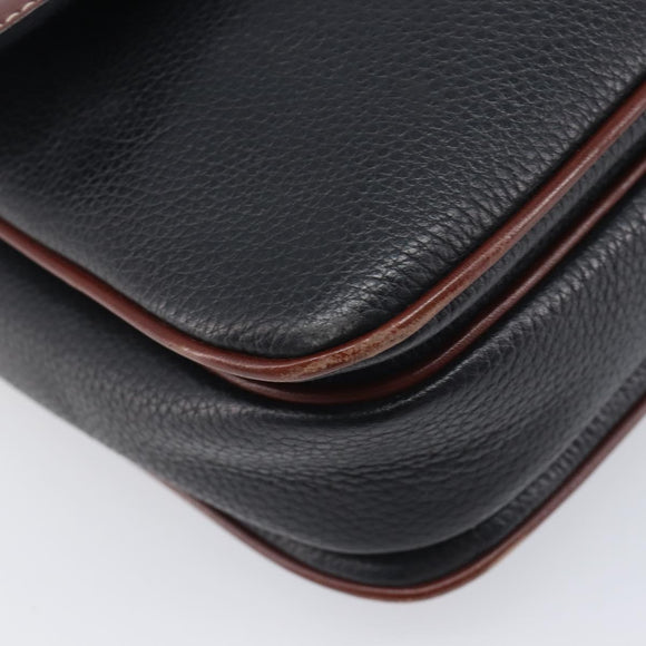 Bally Shoulder Bag Leather Black Gold Auth 201721