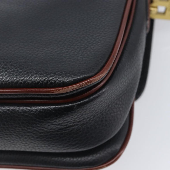Bally Shoulder Bag Leather Black Gold Auth 201721