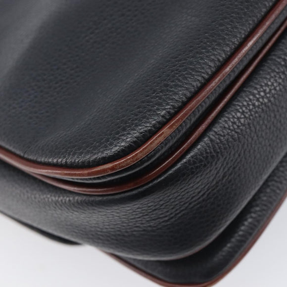 Bally Shoulder Bag Leather Black Gold Auth 201721