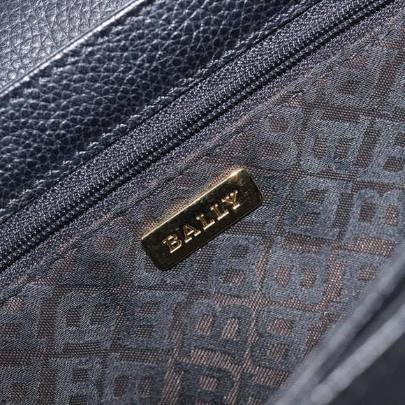 Bally Shoulder Bag Leather Black Gold Auth 201721