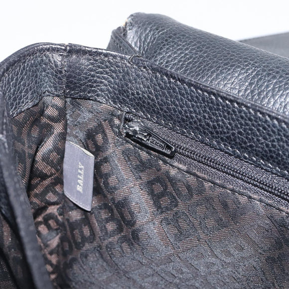 Bally Shoulder Bag Leather Black Gold Auth 201721