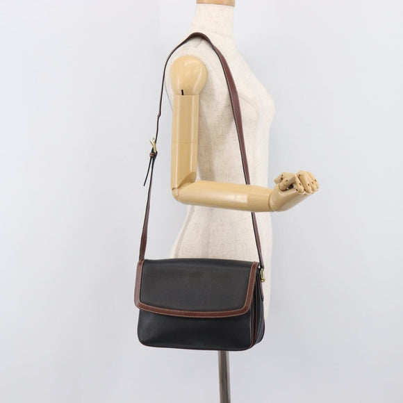 Bally Shoulder Bag Leather Black Gold Auth 201721