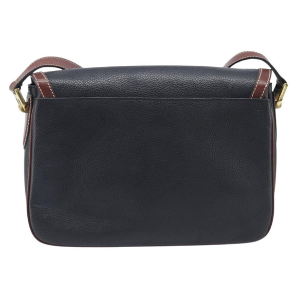 Bally Shoulder Bag Leather Black Gold Auth 201721