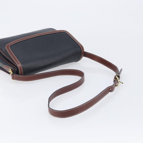 Bally Shoulder Bag Leather Black Gold Auth 201721