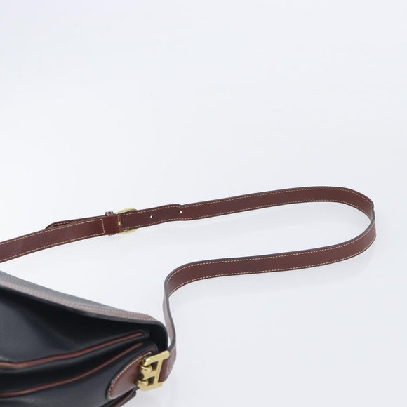 Bally Shoulder Bag Leather Black Gold Auth 201721