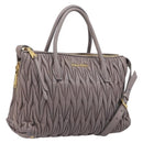 Miu Miu Matelasse Hand Bag Leather 2way Gray Gold Auth 201882V-1