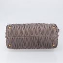 Miu Miu Matelasse Hand Bag Leather 2way Gray Gold Auth 201882V-11