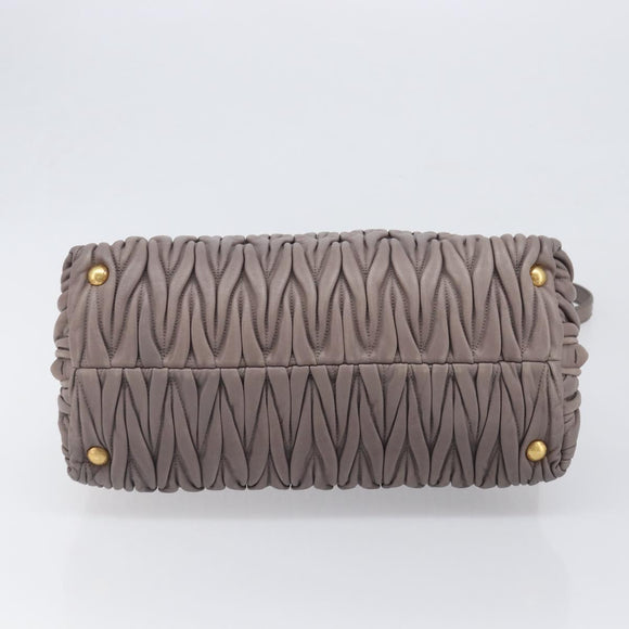 Miu Miu Matelasse Hand Bag Leather 2way Gray Gold Auth 201882V