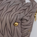 Miu Miu Matelasse Hand Bag Leather 2way Gray Gold Auth 201882V-12