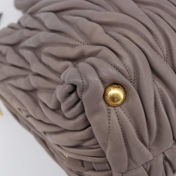Miu Miu Matelasse Hand Bag Leather 2way Gray Gold Auth 201882V