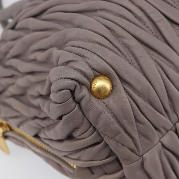 Miu Miu Matelasse Hand Bag Leather 2way Gray Gold Auth 201882V