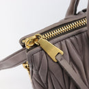 Miu Miu Matelasse Hand Bag Leather 2way Gray Gold Auth 201882V-17