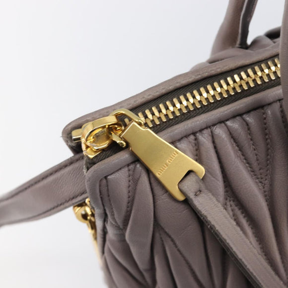 Miu Miu Matelasse Hand Bag Leather 2way Gray Gold Auth 201882V