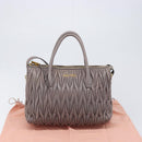 Miu Miu Matelasse Hand Bag Leather 2way Gray Gold Auth 201882V-27