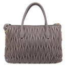 Miu Miu Matelasse Hand Bag Leather 2way Gray Gold Auth 201882V-3