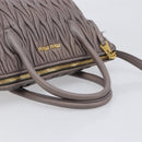 Miu Miu Matelasse Hand Bag Leather 2way Gray Gold Auth 201882V-7