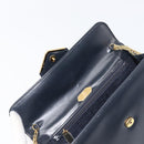 CARTIER Sapphire Line Chain Shoulder Bag Leather Navy Gold Auth 201887A-10