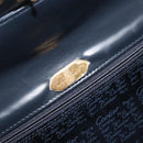 CARTIER Sapphire Line Chain Shoulder Bag Leather Navy Gold Auth 201887A-18